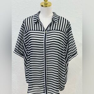 Chico’s black and white stripe blouse.